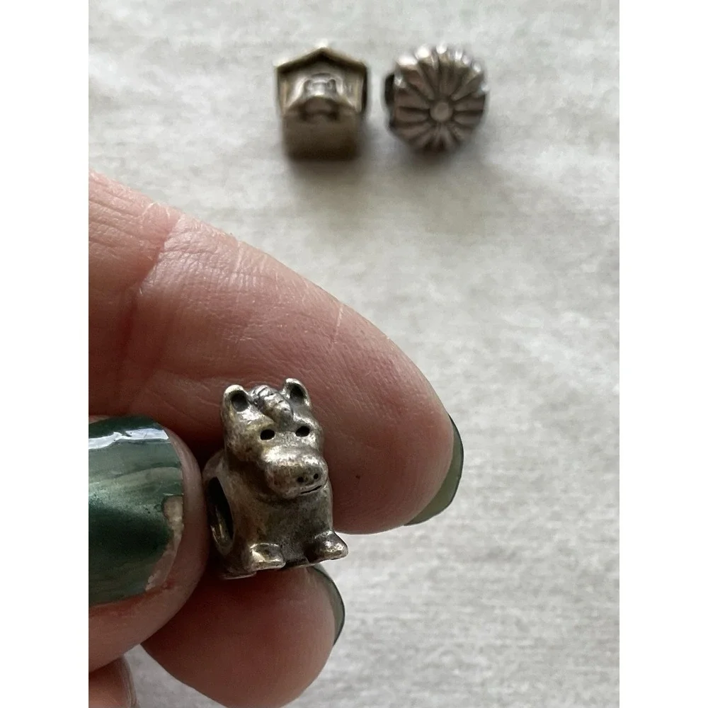 Pandora ALE 925 Sterling Silver Lot Of 4 Charms Football Doghouse Cat